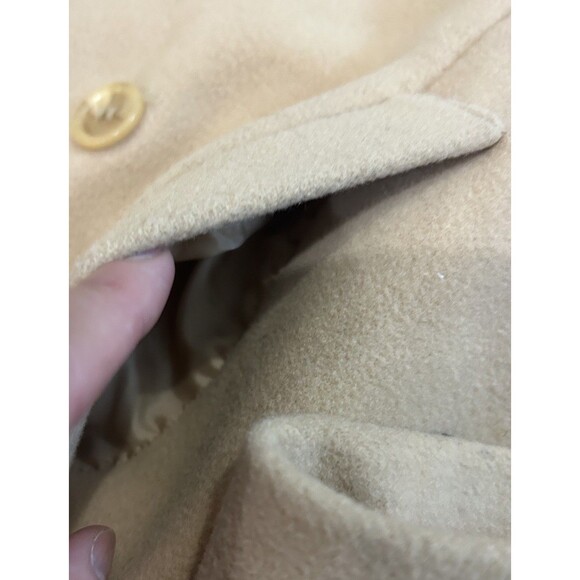 Vintage Chadwick’s 100% Wool Coat Sz 14 Double Breasted Tan Camel 48” Long - Picture 5 of 16